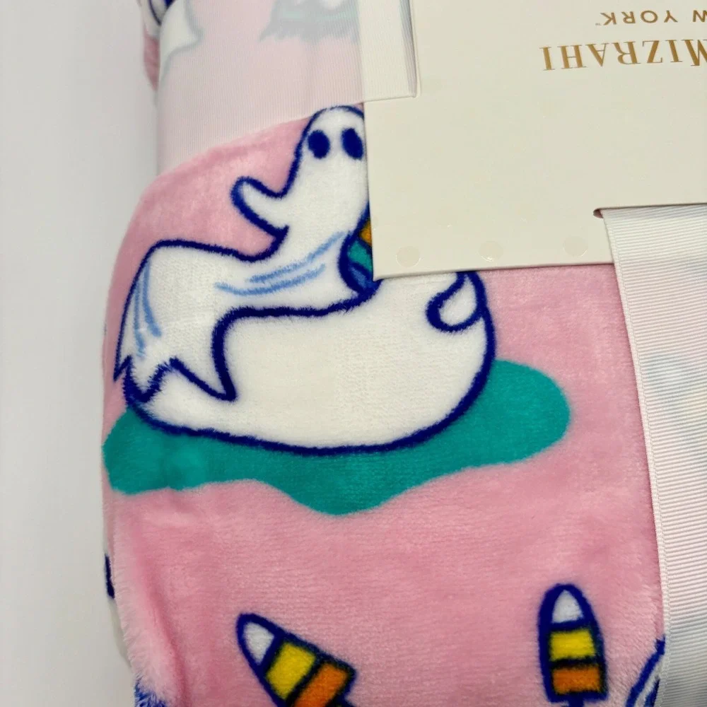 Isaac‎ Mizrahi Halloween SUMMERWEEN Blanket Ghosts Pink Plush Soft Full/Queen